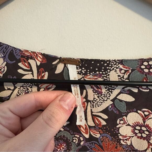 Free People Black Floral Tassel Long Sleeve Mini Dress Medium - Picture 13 of 13